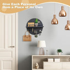 Key Holder for Wall, Key and Mail Holder Organizer with - Key Holder Wall Mount - Round Wooden Rustic Home Decor for Entryway, Mudroom, Hallway, Kitchen Office (Solid Black) - Image 3