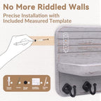 Key Holder for Wall, Mail Organizer Wall Mount with 8 Hooks Wooden Hanging Key Rack for Home Decor, Hallway, Entryway (Stone Gray) - Image 4