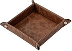 Valet Tray Desktop Storage Organizer – Vegan Leather Catchall Bedside Vanity Tray Nightstand Caddy Holder for Remote Controller, Watch, Keys, Phone, Wallet, Coin, Jewelry, Stone Brown by siduater