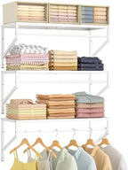 ThreeHio Expandable Closet Shelves Wall Mounted, 3 Pack Closet Shelving with Hanging Rods, Wall Shelving for Walk-in Closet, Hanging Shelves Organizer and Storage for Closet, Laundry by ThreeHio