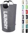Large Laundry Basket, Laundry Hamper Bag with Handles, 95L Dark Grey by SweetMemoLiving