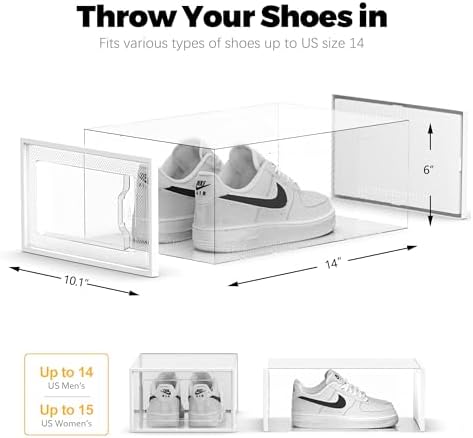 SEE SRPING XX-Large Shoe Storage Box Fit Size 14, Clear Plastic Stackable Shoe Organizer for Closet, Shoe Rack Sneaker Containers Bins Holders, Drawer Organize Unit, 12 Pack Clear - Image 5