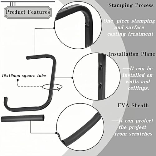 Overhead Garage Storage Rack, Heavy Duty Ceiling Storage Hooks Utility Hanger for Lumber Ladder Bike & Other Bulky Items (6) - Image 3