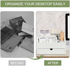 Desk Organizer with Drawer Wood File Office Mail Organizer Countertop - Image 5
