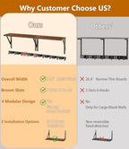 2Pack Broom Holder with Organizer Shelf 8 Broom Slots 10 Removable Hooks - Image 4