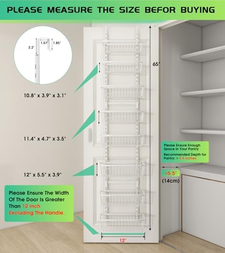 Mefirt White 12 Inch Wide Narrow Over The Door Pantry Organizer - Image 2