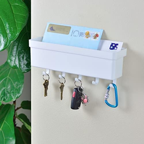 Youngever Plastic Key Holder for Wall, Entryway Mail Holder with 5 Key Hooks, Wall Storage Organizer - Image 3