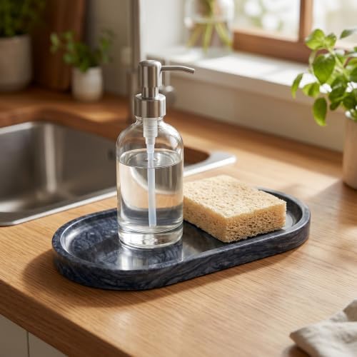 YKAJO Wave Grey Oval Marble Tray, 9.8x4.7 Vanity Perfume Organizer Dish - Image 6