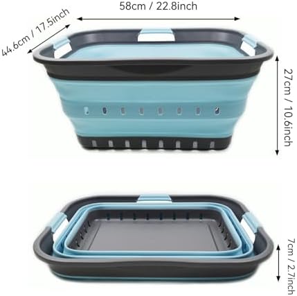 SAMMART 42L (11 gallon) Collapsible Plastic Laundry Basket - Foldable Pop Up Storage Container/Organizer - Space Saving Hamper/Basket (1, Grey/Sea Angel) - Image 3