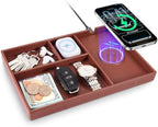 Valet Tray, Built in Wireless Charger, Nightstand Organizer by Investme