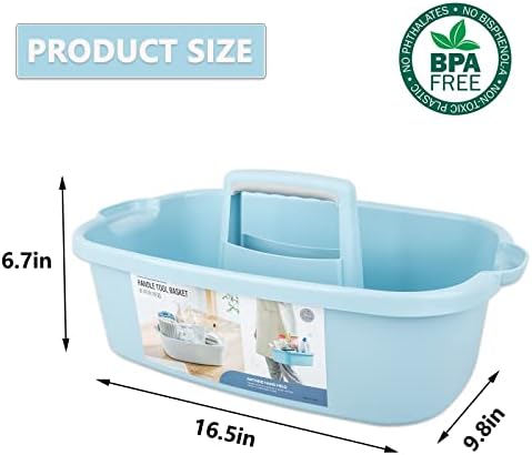 JiatuA Large Cleaning Supplies Caddy Portable Shower Caddy Basket Blue - Image 5