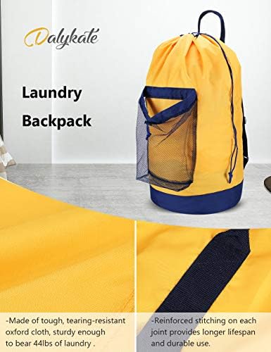 Dalykate Backpack Laundry Bag, Laundry Backpack with Shoulder Straps and Mesh Pocket Durable Nylon Clothes Hamper Bag with Drawstring Closure for College, Travel, Laundromat, Apartment - Image 5