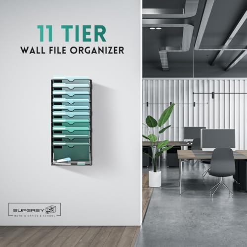 SUPEASY 11-Tier Wall File Organizer, Wall Mounted Mail Sorter, 2 Pack - Image 2