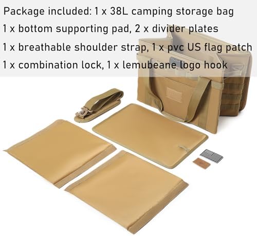 Tactical Camping Storage Bag - 38L Utility Tote Bag Organizer with Combination Lock and Shoulder Strap - Image 3