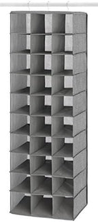 Whitmor 30 Sections Hanging Clothes Closet Shoe Organizer, Space Saving Breathable Fabric Shoe Storage for Bedroom, Laundry, Dorm, Crosshatch Gray 11.5" (L) x 16.5" (W) x 48" (H) (Pack of 4) - Image 3
