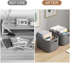 ORGIDOL 6 Pack Grey Storage Bins with Lids Stackable Storage Container for Organizing, Storage Boxes with Handle for Shelves, Cute Organizer Bins for Craft, Snacks, 9.85x6.9x5.7 inch - Image 7