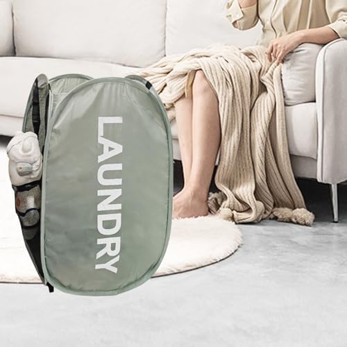 Mesh Laundry Hamper 2Pack Pop Up Hamper with Strong Handles, Collapsible Laundry Basket for Home, Bathroom, Bedroom, Travel Storage Hamper(Grey + Sky Blue) - Image 5