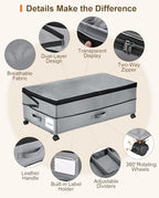 Under Bed Storage w/Wheels,70L Under Bed Containers,2 Pack-Grey - Image 5
