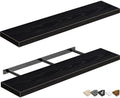 QEEIG Floating Shelves for Wall 35.4" Long - Wall Mounted Shelf Bathroom Kitchen Living Room Bedroom Farmhouse Home Decor Display Bookshelf Large 35.4 x 9.3 inch Set of 2, Black (008-90B) by QEEIG