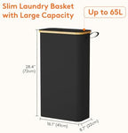 Lifewit 65L Slim Laundry Hamper with Lid and Removable Bag, Black - Image 3