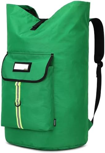Extra-Large Heavy Duty Laundry Bag Backpack - Drawstring Closure (Grass Green) by SUOVOCK