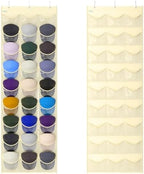Baseball Hat Rack, 27 Pocket Over-The-Door Hat Organizer with Clear Deep Pockets to Display Baseball Caps Collection, Complete with 3 Over Door Hooks (Beige, 27 Pockets) by Unjumbly