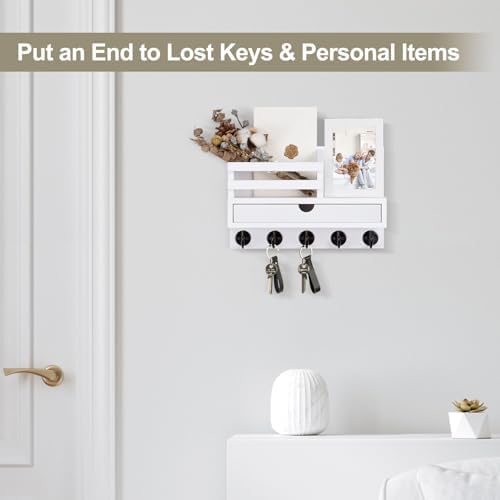 Key Holder Wall Mount, Mail Holder with Storage Drawer - Image 2