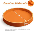 SANZIE Leather Tray Desktop Storage Organizer, Round Valet Tray, Orange - Image 4