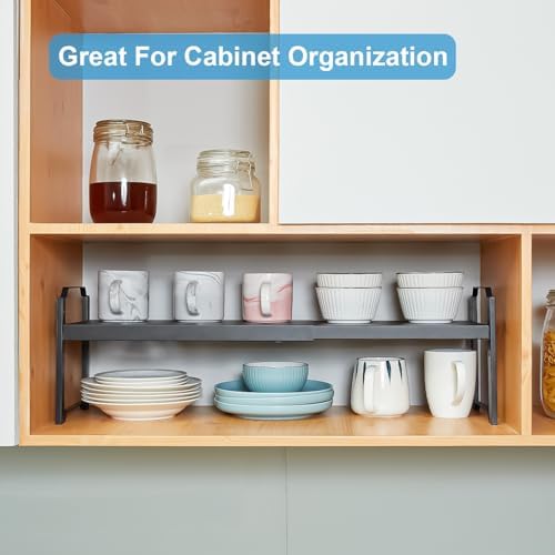 1 Pack Expandable Cabinet Countertop Shelves, Stackable Shelves Organizers For Kitchen Cabinet Countertop Storage, Adjustable Counter Cupboard Pantry Organizer Shelf Rack Stand, Length:25.5" - Image 6