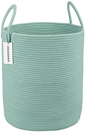 XUANGUO Cotton Rope Laundry Basket Hamper for Clothes Large Light Green by XUANGUO