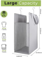 FENTEC 1 Pack Grey Hanging Laundry Hamper，Laundry Hamper Bag with Handles - Image 2
