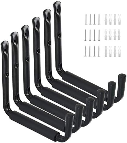 Garage Storage Utility Hooks, 9" Jumbo Ladder Wall Hnger, 6 Pack Black by Ihomepark