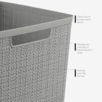 Curver Set of 6 Medium 12L Jute Decorative Plastic Organization and Storage Baskets - Perfect Bins for Home Office, Closet Shelves, Kitchen Pantry and All Bedroom Essentials, Grey - Image 4