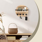 Nekon Key Holder for Wall, 9.8 Inch Round Wall Decor, Wood - Image 6
