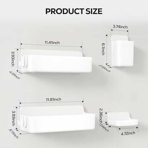 Nieifi Adhesive Shower Shelves, White, 4 Pieces - Image 2