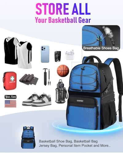 LOINTET Basketball Bag Backpack with Ball Holder Shoes Compartment, Large Basketball Accessories Sports Bag - Image 2