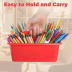 Kathfly 12 Pack Classroom Caddy Organizer with Handle, Plastic Art Craft Cleaning Caddy Bulk, Small Multipurpose Supply Organization Storage Basket for Table Desk Office Pencil Teacher (Blue Red) - Image 6