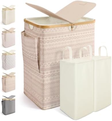 MIZATTO 2 Section Laundry Hamper with Lid, 140L Dirty Clothes Hamper by MIZATTO
