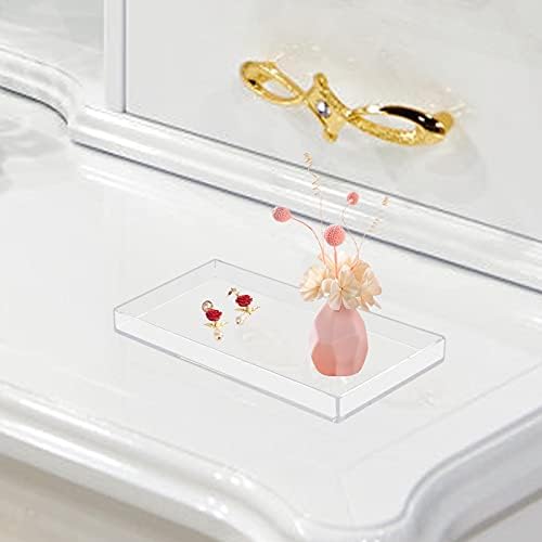 Acrylic Bathroom Tray for Counter, Handmade Clear Trays Sturdy Organizer for Cup, Sponge, Soap, Plant (Medium, Clear) - Image 4