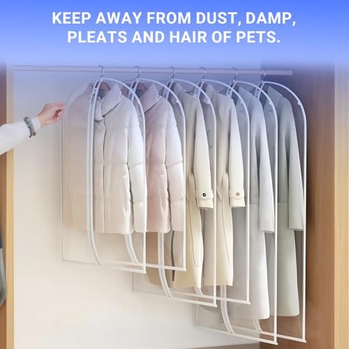 All Clear Garment Bags for Hanging Clothes, 40" (Set of 6) Suit Bags for Closet Storage, Plastic Dustproof Suit Cover Bags, Clothes Protectors Bag with zipper for Coats, Jackets, Shirts - Image 5