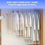 Garment Bags for Hanging Clothes, 48" (Set of 6) All Clear Garment Bag, Plastic Dustproof Suit Bag, Coat Protector Zippered Garment Covers for Closet Storage and Travel - Image 5