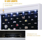LED Jewelry Cabinet Armoire Organizer,Wall/Door Mount Jewelry Organizer and Storage with Full-Length Mirror Hanging Jewelry Organizer Full Length Mirror with Storage Large Capacity White - Image 2