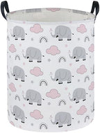 Essme Kids Laundry Basket,Elephant Hamper Collapsible Canvas Waterproof Storage Bin foBoys, Cute Hamper,Gift Baskets(Rainbow Elephant) by ESSME
