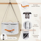 HEAVYWOOD Hat Box for Women Storage Travel Felt Hat Case for Wide-Brim Cowboy Hat Storage Foldable Organizer for Closet Large Round Hat Carrier with Portable Handle Shoulder Strap (Light Gray) - Image 5