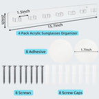 ZAVOOS 4 Pieces Acrylic Sunglasses Organizer, Wall Mounted - Image 2
