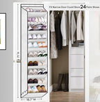 SLEEPING LAMB Over The Door Shoe Organizer for Closet with Large Deep Pockets, Narrow Shoe Rack for Door Hanging Boots Storage, White - Image 2