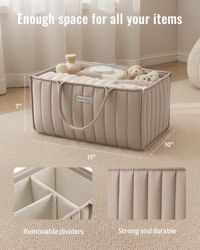 Blissful Diary Baby Diaper Caddy Organizer, Nursery Storage,Sand - Image 3