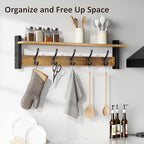 Optish Coat Rack Wall Mount with Shelf, 29 Inch Coat Hanger Walls Mounted, Hat Rack for Walls, Shelf with 5 Coat Hooks, Wall Hanger for Entryway (Brown) - Image 6