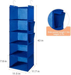 BOOMIBOO Hanging Closet Organize and Shelves,5-Hanging Shelf （Blue） | with 2 Side Pockets，Storage Foldable - Image 3