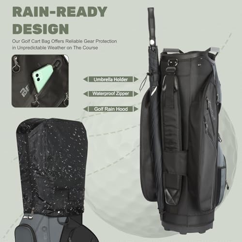 15 Way Golf Cart Bag with Organizer Top, Golf Club Cart Bag for Men - Image 4